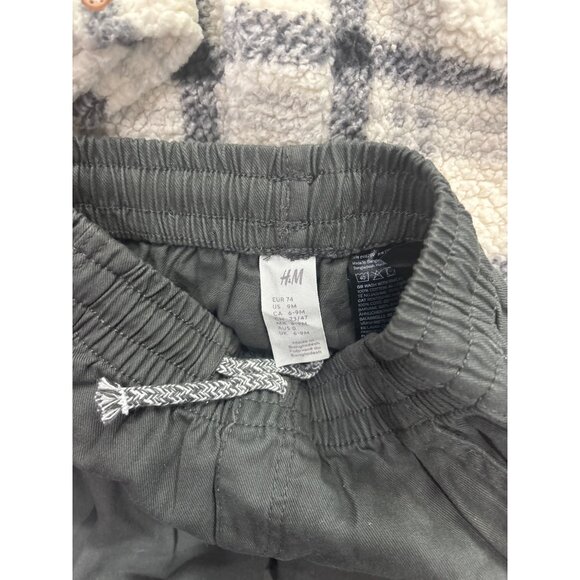 Carters Baby Sherpa Plaid Jacket & H&M Jogger Pants Set 12M Cozy Winter Outfit - Picture 3 of 3